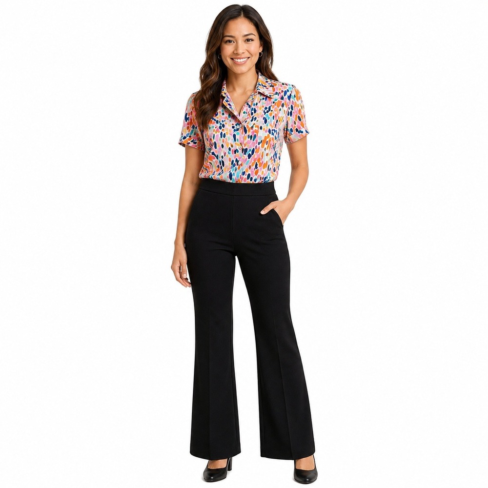 STOOSH Flare Pants High Rise Pull On Women XL Black Workwear Minimalist